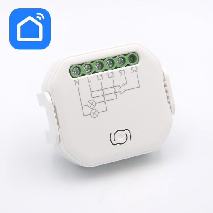 Módulo Interruptor Inteligente SM01 Wi-Fi e Bluetooth c/ controlo de interruptores simples e duplos